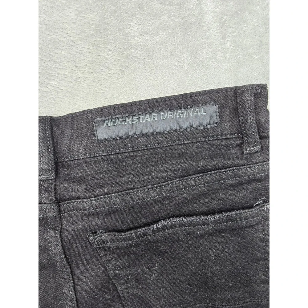 Rockstar Original RSM 225 Simon Men Black Super Stacked Flare Cargo Jeans Sz 30